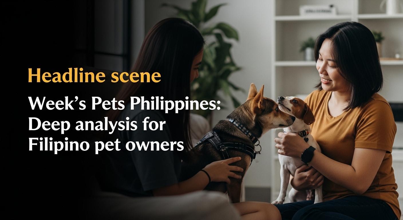 Filipino pets with owners in a cityscape, reflecting community welfare.