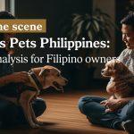 Filipino pets with owners in a cityscape, reflecting community welfare.