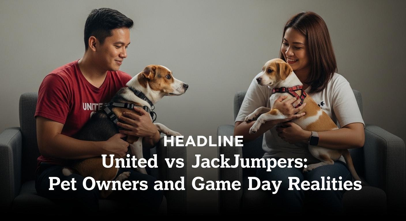 Filipino family watching United vs JackJumpers game with their pet dog in a cozy living room.