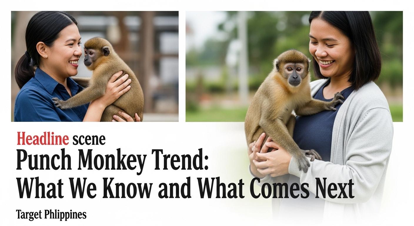 A playful monkey in a home setting, symbolizing the punch monkey trend.